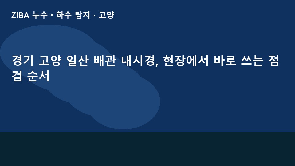 경기 고양 일산 배관 내시경, 현장에서 바로 쓰는 점검 순서