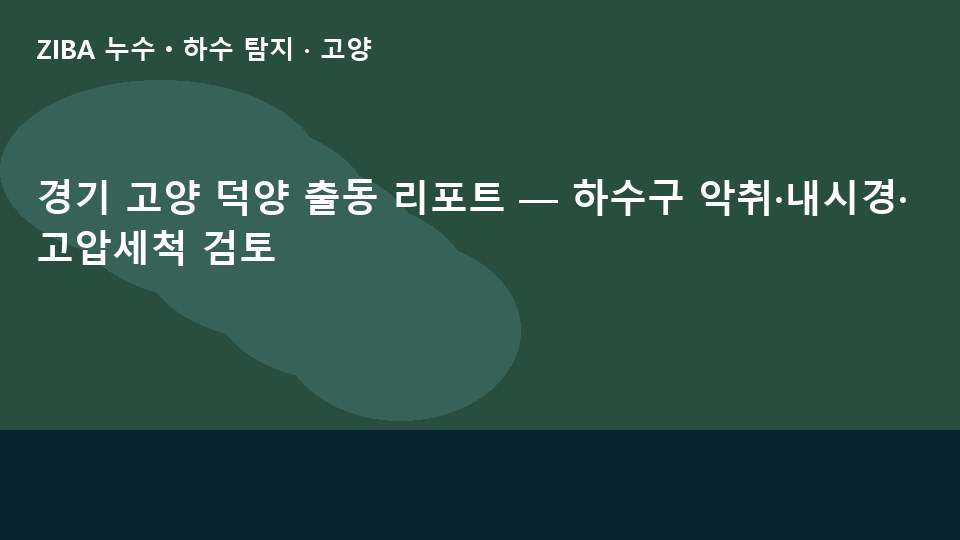 경기 고양 덕양 출동 리포트 — 하수구 악취·내시경·고압세척 검토